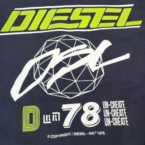 Diesel Black Sweatshirt with Neon Green and White Graphics - Picture 2 of 9